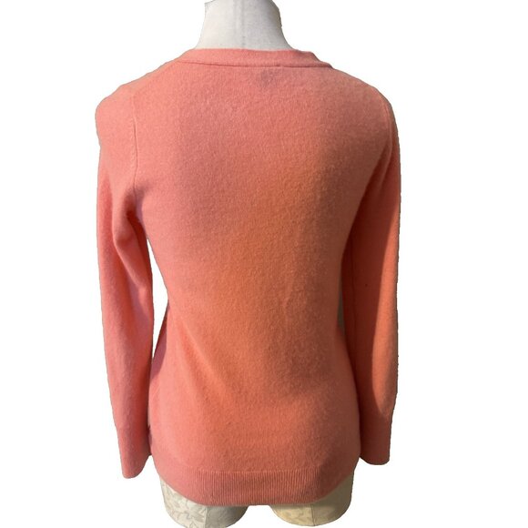 Talbots Cashmere Sweater S Small Coral Pink Orange Long Sleeve Spring - Picture 2 of 9